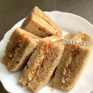 焼きハムカツ卵サンドイッチ☆